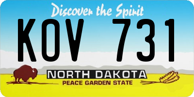 ND license plate KOV731