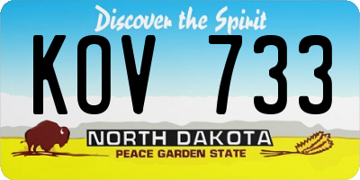 ND license plate KOV733