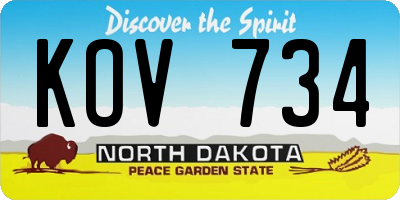 ND license plate KOV734