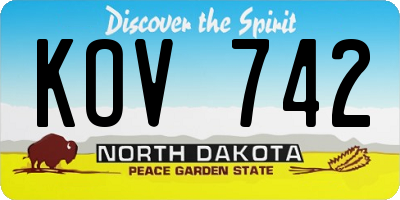 ND license plate KOV742