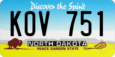 ND license plate KOV751