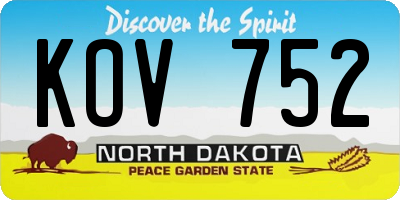 ND license plate KOV752