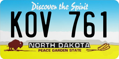 ND license plate KOV761