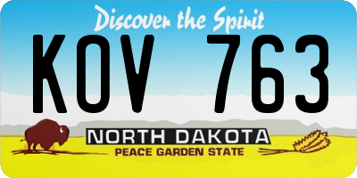 ND license plate KOV763