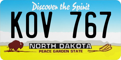 ND license plate KOV767