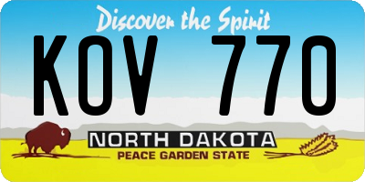ND license plate KOV770