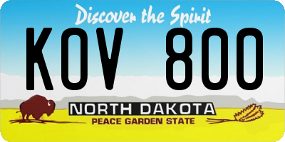 ND license plate KOV800