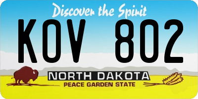 ND license plate KOV802