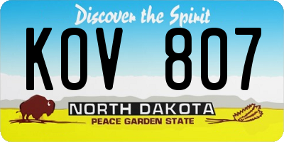 ND license plate KOV807