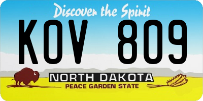 ND license plate KOV809