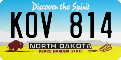 ND license plate KOV814