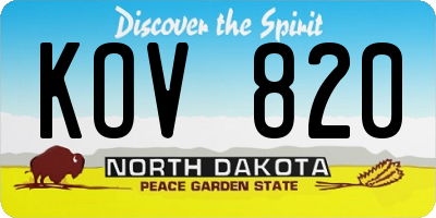 ND license plate KOV820