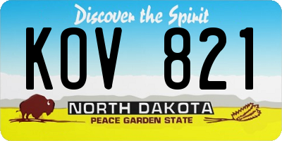 ND license plate KOV821