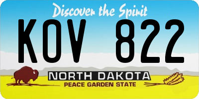 ND license plate KOV822
