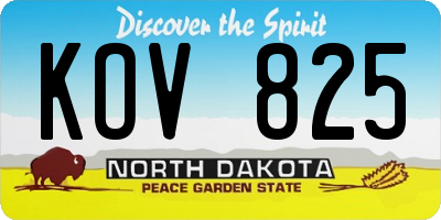 ND license plate KOV825