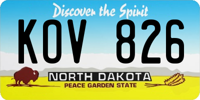 ND license plate KOV826