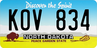 ND license plate KOV834