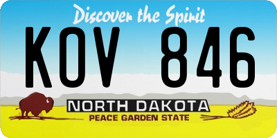 ND license plate KOV846