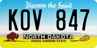 ND license plate KOV847