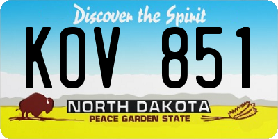 ND license plate KOV851