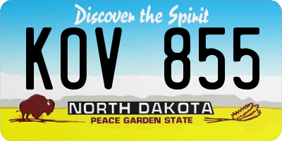 ND license plate KOV855