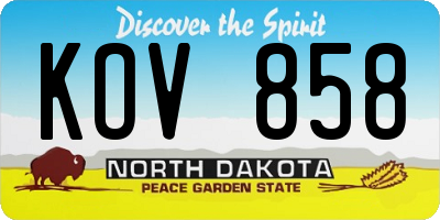 ND license plate KOV858