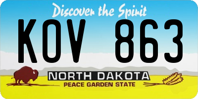 ND license plate KOV863