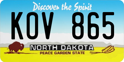 ND license plate KOV865