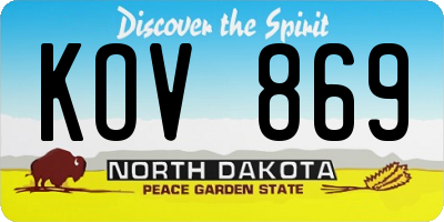 ND license plate KOV869