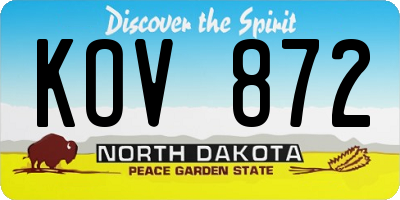ND license plate KOV872
