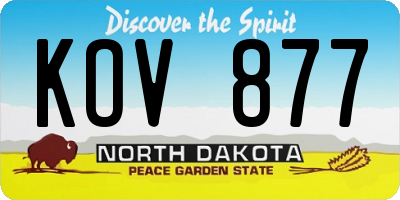 ND license plate KOV877