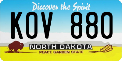 ND license plate KOV880