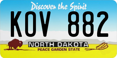 ND license plate KOV882