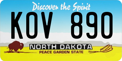 ND license plate KOV890