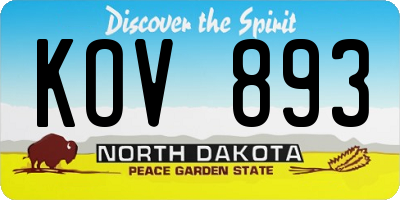 ND license plate KOV893