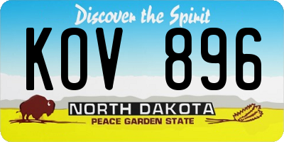 ND license plate KOV896