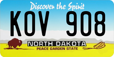 ND license plate KOV908