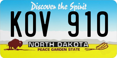 ND license plate KOV910