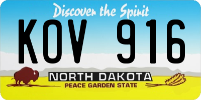 ND license plate KOV916