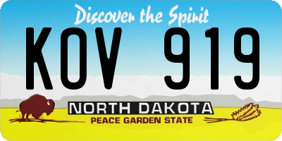 ND license plate KOV919
