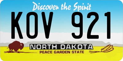 ND license plate KOV921