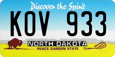 ND license plate KOV933