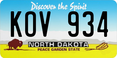 ND license plate KOV934