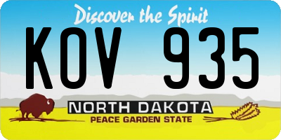 ND license plate KOV935