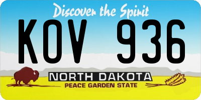 ND license plate KOV936