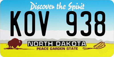 ND license plate KOV938