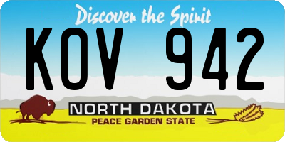 ND license plate KOV942