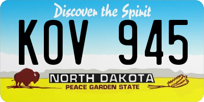 ND license plate KOV945