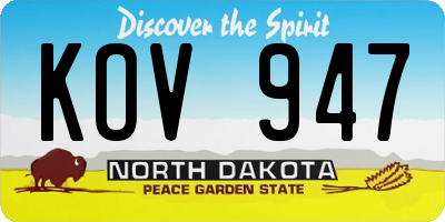 ND license plate KOV947