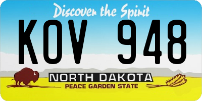 ND license plate KOV948